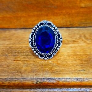 Blue Quartz German Silver Ring
